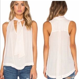 Free People | White High-Low Hem Tie Neck Sleeveless Tank Top Size Small